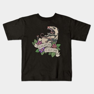 Possum - Screaming is self care Kids T-Shirt